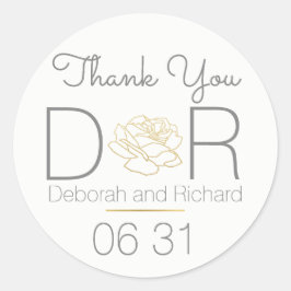 お感謝してい前。バラ花。結婚式の引き出物 ラウンドシール