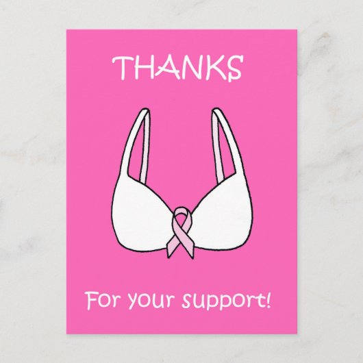 お感謝してい客様のサポート用ピンクリボンブラ ポストカード (正面)