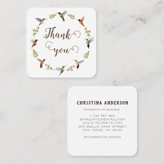 お感謝してい客様の注文にハミングバードリース スクエア名刺 (正面/裏面)
