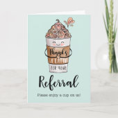 お感謝してい客様の紹介かわいいのコーヒーカップのラテ サンキューカード (正面)