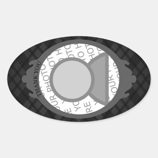 お感謝してい客様(独自の写真を挿入) 楕円形シール (正面)