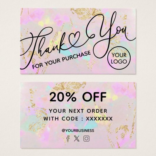 お感謝してい買い物はピンクオパール (正面&裏面)