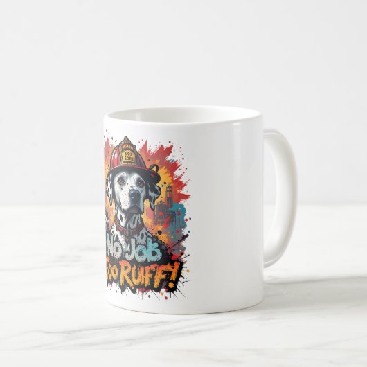 お手上げ過ぎ！ファイアファイタードッグマおもしろいグ –  コーヒーマグカップ (正面右)