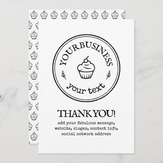 お手作りの甘いベーカリーのビジネスロゴかわいい 招待状 (正面/裏面)