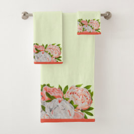 お手洗いタオルのセットに収まった牡丹 バスタオルセット