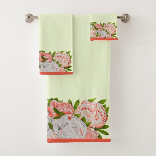 お手洗いタオルのセットに収まった牡丹 バスタオルセット (インサイチュ)