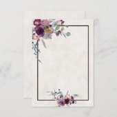 お手軽な予算のバーガンディとピンクの花のウェディング招待状 招待状 (正面/裏面)