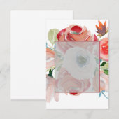 お手軽な予算の赤とピンクの花柄のウェディング用白紙 招待状 (正面/裏面)