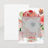 お手軽な予算の赤とピンクの花柄のウェディング用白紙 招待状 (正面/裏面)