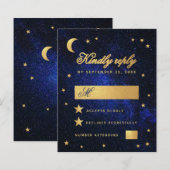 お手軽な青い偽の金の星の天のウェディング返信 (正面/裏面)