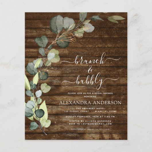 お手軽ランチ＆バブル ブライズシャワー ユーカリ チラシ (正面)