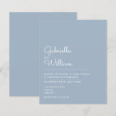 お手軽 ダスティーブルー ミニマル ウェディング 招待状 (正面/裏面)