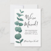 お手軽 ミニ 引っ越し ユーカリ お知らせ ノートカード (正面)