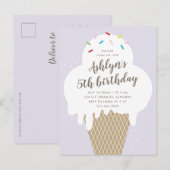 お手頃なアイスクリームの子供の誕生日パーティー招待状テンプレート ポストカード (正面/裏面)