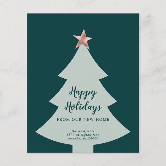 お手頃なグリーンクリスマスツリーのハガキ - 新居のお知らせ (正面)