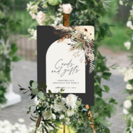 お手頃なブライダルシャワーのパンパスカードとギフトブラック ポスター