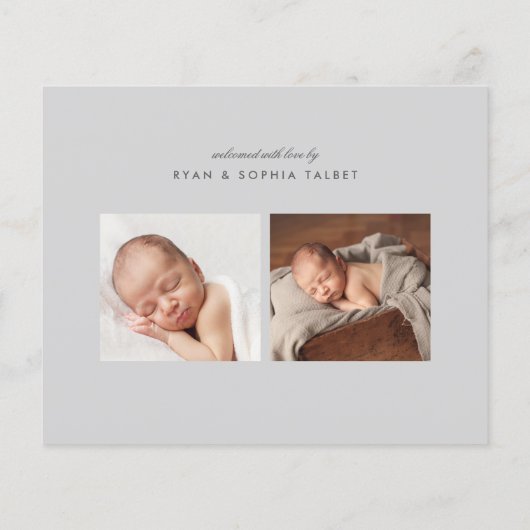 お手頃なベビー名前3枚組写真出生発表 (裏面)