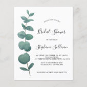 お手頃なユーカリのプリンセスシャワー招待状 (正面)