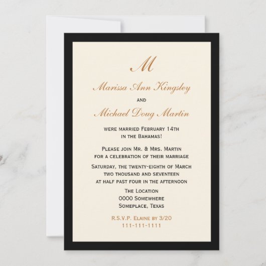 お手頃な予算の結婚式後パーティー招待状 招待状 (正面)