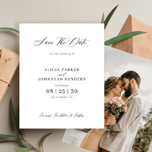 お手頃な価格のシンプルでエレガントな結婚式のSave the Date
