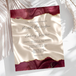 お手頃な価格の バーガンディ ゴールド アゲート アイボリー シルク ウェディング