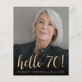 お手頃な写真のハロー70歳の誕生日パーティーの招待状 (正面)