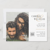 お手頃な写真ウェディング招待状 セーブザデート QRコード付き 招待状 (正面)