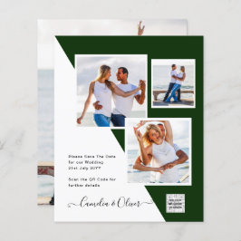 お手頃な写真ウェディング招待状 セーブ・ザ・デート QRコード付き