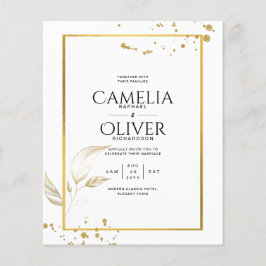 お手頃な写真付き結婚式招待状 クラシックホワイト ゴールド チラシ