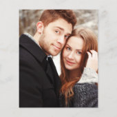 お手頃な冬のウェディングプラン写真招待状 (裏面)