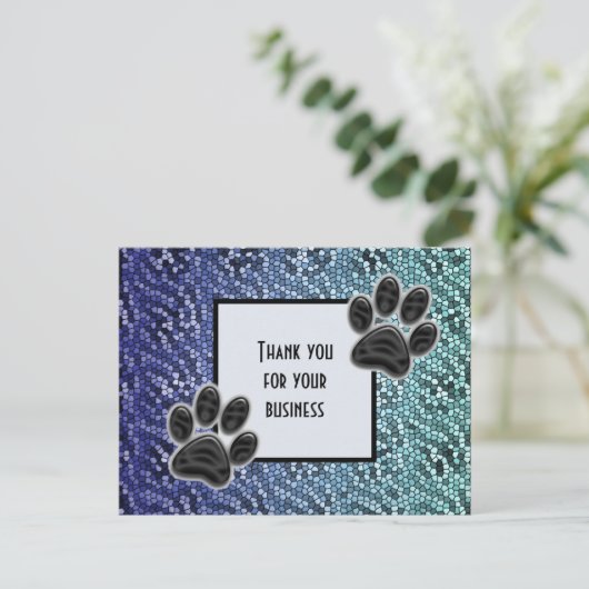 お手頃な動物の足跡 ご商売ありがとうございます ポストカード (スタンド正面)