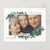 お手頃な植物のゴールド写真ホリデーカード (正面)