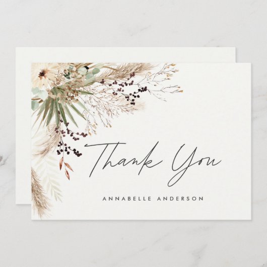 お手頃な植物のシンプルな卒業感謝の気持ちを込めて 招待状 (正面/裏面)