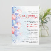 お手頃な水彩風船 星条旗デコレーション 7月4日 BBQ 招待状 (スタンド正面)