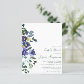 お手頃な紫のガーデン フラワーのカップルシャワーの招待状 (スタンド正面)