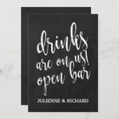 お手頃な黒板ウェディングオープンバーサイン 招待状 (正面/裏面)