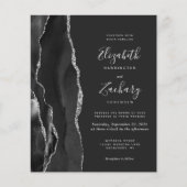 お手頃な ブラック シルバー アゲート ダーク QR コード 結婚式 (正面)