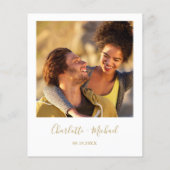 お手頃ゴールドスクリプト写真ウェディング招待状 (裏面)