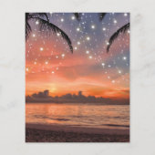 お手頃ビーチサンセットウェディングアーチ招待状 (裏面)