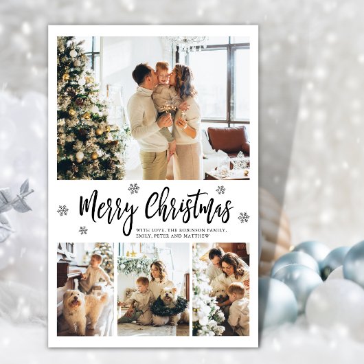 お手頃価格のエレガントなタイポグラフィーコラージュクリスマスカード