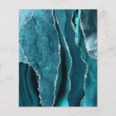 お手頃価格のターコイズシルバーアゲートグレー結婚式メニュー (裏面)