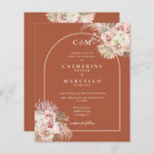 お手頃価格のテラコッタパンパス草モノグラム結婚式 (正面/裏面)