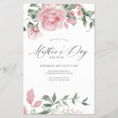 お手頃価格のピンクの花 母の日ブランチ招待状 チラシ (正面)