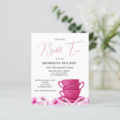 お手頃価格のピンク エレガントな結婚前のお茶会招待状 (スタンド正面)