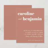 お手頃価格のボールドテラコッタ モダン結婚式招待状 (正面/裏面)