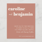 お手頃価格のボールドテラコッタ モダン結婚式招待状 (正面)