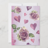 お手頃価格の花柄 バーガンディ 水彩 ロマンチック エレガント 招待状 (裏面)