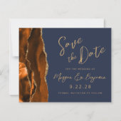 お手頃価格のRust+Gold+Agate+Navy+Blue+結婚式の延期・日程変更のお知らせ (正面)
