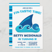 お手頃合いを見せてくれサメ誕生日 招待状 (正面/裏面)