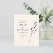 お手頃 エレガント ミニマル フラワー クリーム 結婚式 招待状 (スタンド正面)